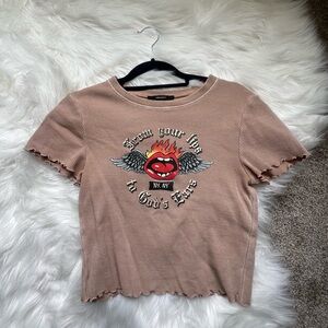 Forever 21 Brown Graphic Baby Tee in size Medium